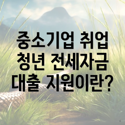 중소기업 취업 청년 전세자금 대출 지원이란?