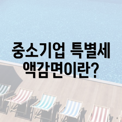 중소기업 특별세액감면이란?