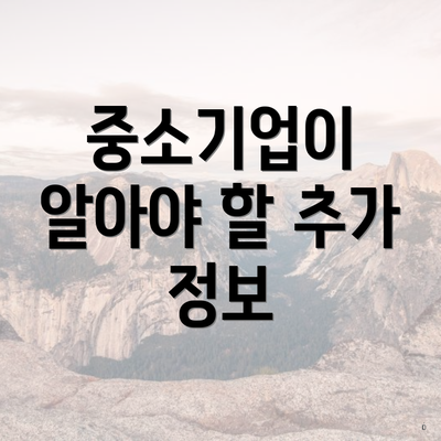 중소기업이 알아야 할 추가 정보