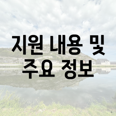 지원 내용 및 주요 정보