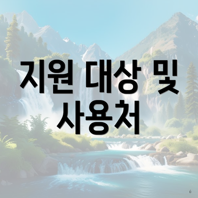 지원 대상 및 사용처