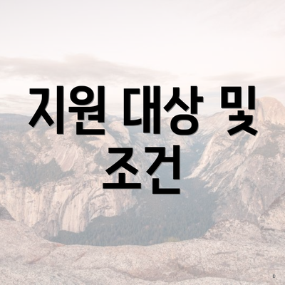 지원 대상 및 조건