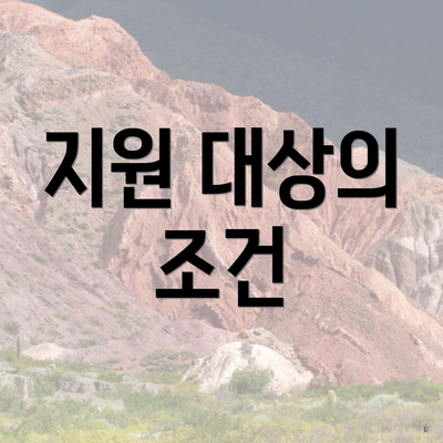 지원 대상의 조건
