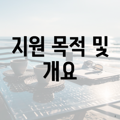 지원 목적 및 개요