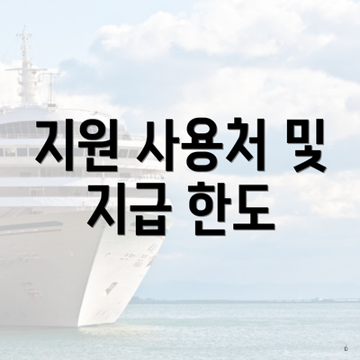 지원 사용처 및 지급 한도