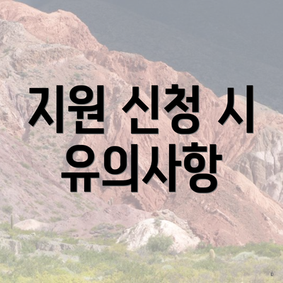 지원 신청 시 유의사항