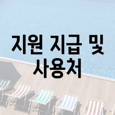 지원 지급 및 사용처