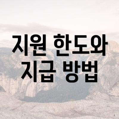 지원 한도와 지급 방법