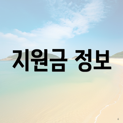 지원금 정보