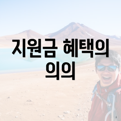 지원금 혜택의 의의