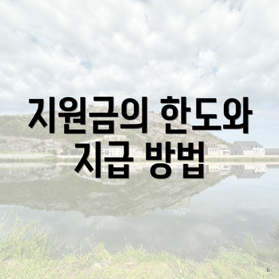 지원금의 한도와 지급 방법