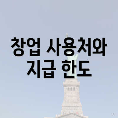 창업 사용처와 지급 한도