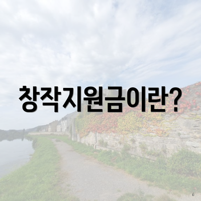 창작지원금이란?