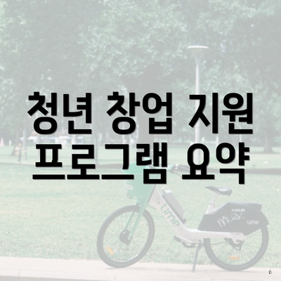 청년 창업 지원 프로그램 요약