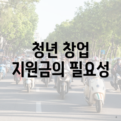 청년 창업 지원금의 필요성