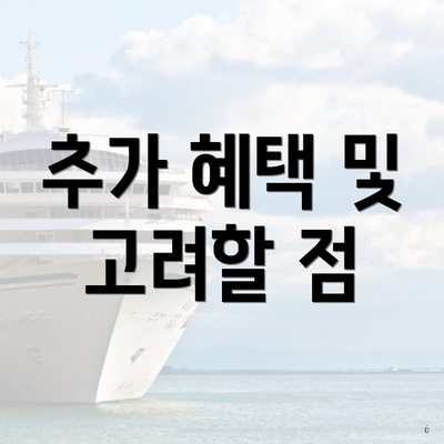 추가 혜택 및 고려할 점