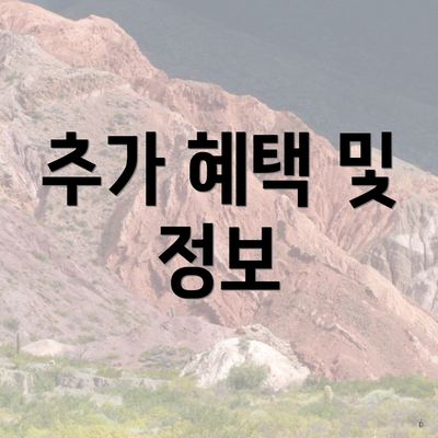 추가 혜택 및 정보
