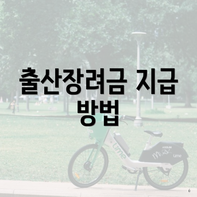출산장려금 지급 방법
