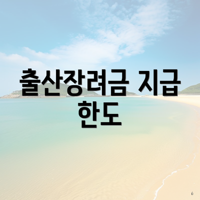 출산장려금 지급 한도