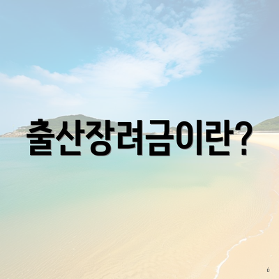 출산장려금이란?