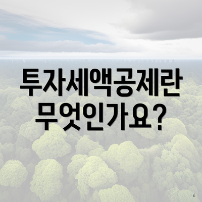 투자세액공제란 무엇인가요?