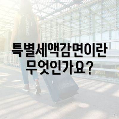 특별세액감면이란 무엇인가요?
