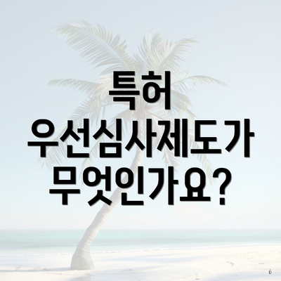특허 우선심사제도가 무엇인가요?