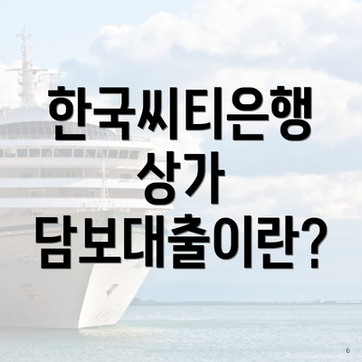 한국씨티은행 상가 담보대출이란?