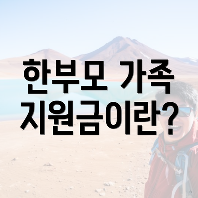 한부모 가족 지원금이란?