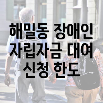 해밀동 장애인 자립자금 대여 신청 한도