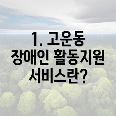 1. 고운동 장애인 활동지원 서비스란?