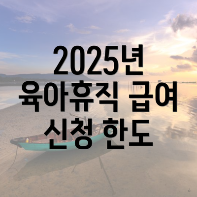2025년 육아휴직 급여 신청 한도