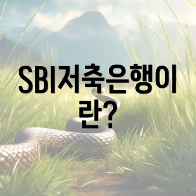SBI저축은행이란?