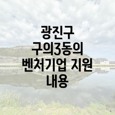 광진구 구의3동의 벤처기업 지원 내용