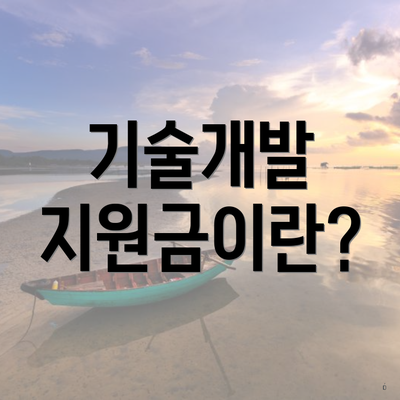 기술개발 지원금이란?