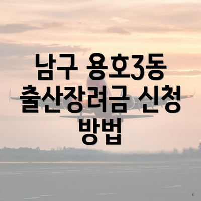 남구 용호3동 출산장려금 신청 방법