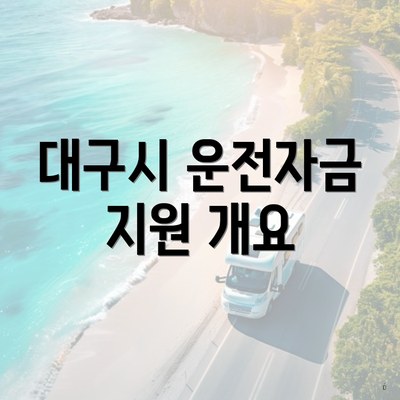 대구시 운전자금 지원 개요