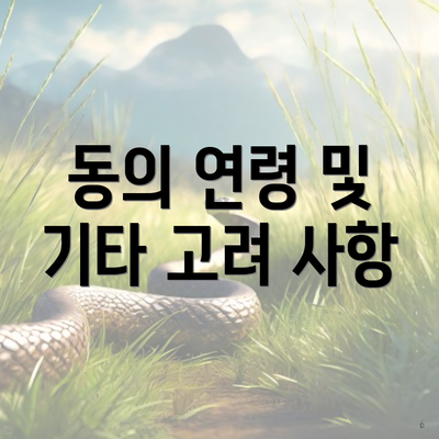 동의 연령 및 기타 고려 사항