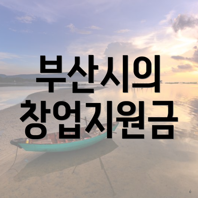부산시의 창업지원금