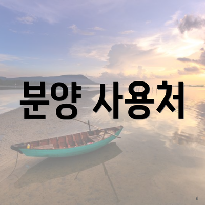 분양 사용처