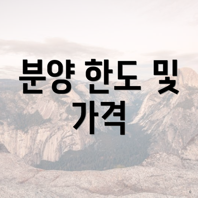 분양 한도 및 가격