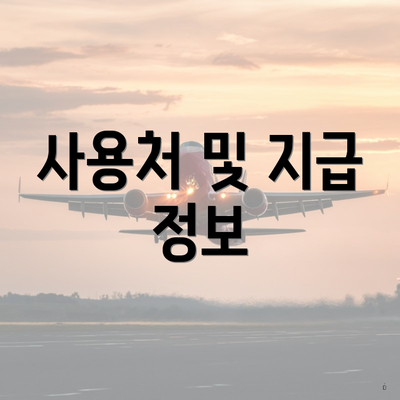 사용처 및 지급 정보