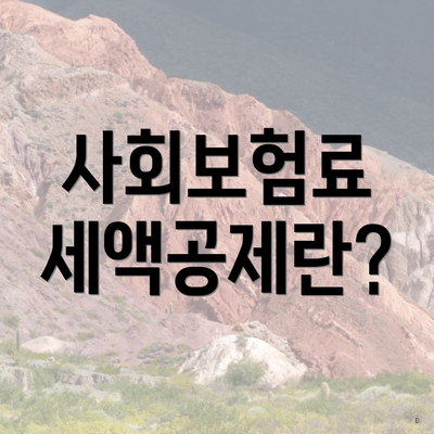 사회보험료 세액공제란?