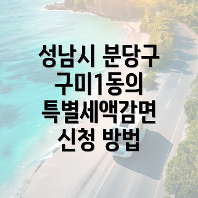 성남시 분당구 구미1동의 특별세액감면 신청 방법