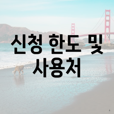 신청 한도 및 사용처