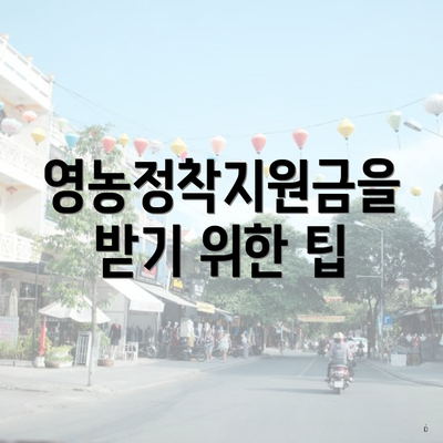 영농정착지원금을 받기 위한 팁