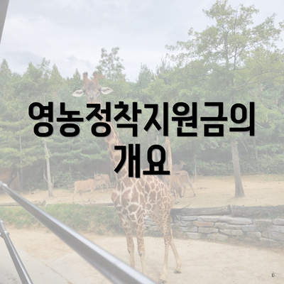 영농정착지원금의 개요