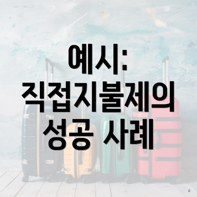 예시: 직접지불제의 성공 사례