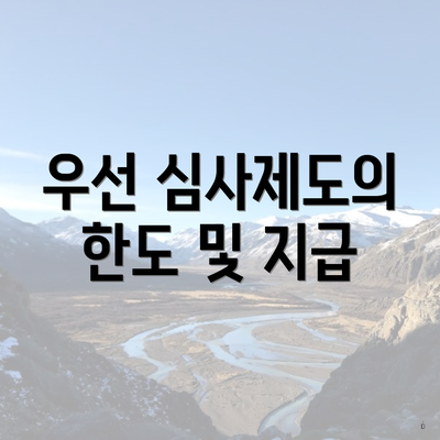 우선 심사제도의 한도 및 지급