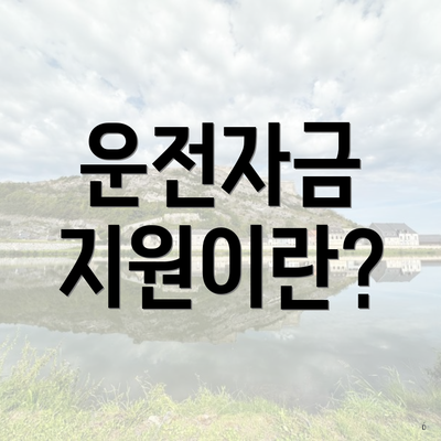 운전자금 지원이란?